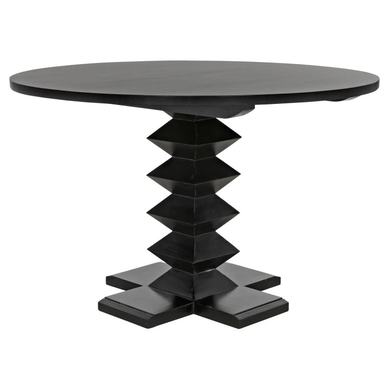 Noir Zig-Zag Dining Table 48" Diameter in Hand Rubbed Black GTAB472HB-48