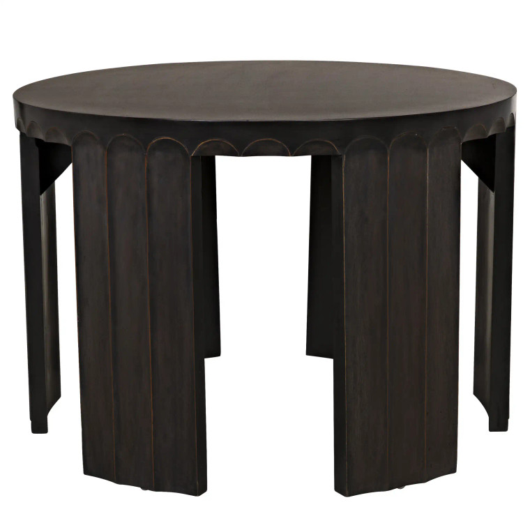 Noir Fluted Side Table in Pale W/ Light Brown Highlights GTAB951P