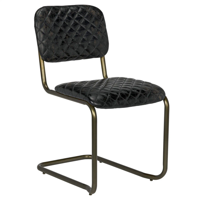 Noir 0037 Dining Chair in Matte Black and Antique Brass LEA-C0037B
