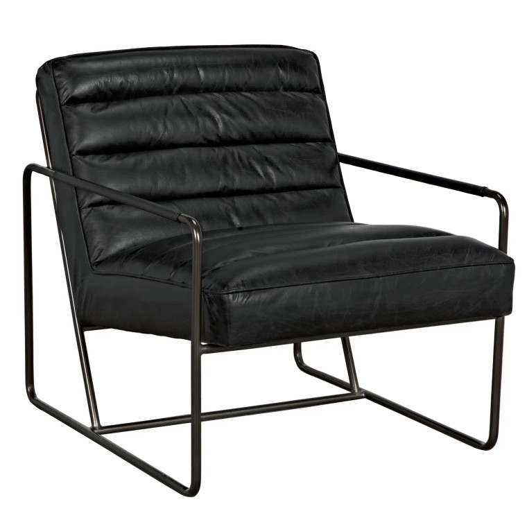 Noir Demeter Chair in Metal and Black Leather LEA-C0306-1D