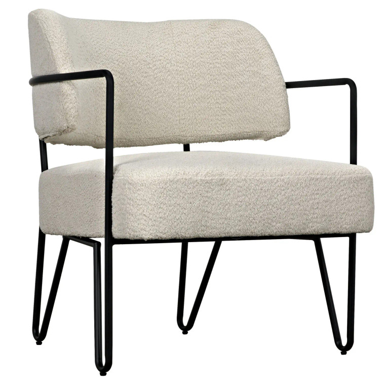 Noir Odin Chair in Black Metal and Off White Fabric LEA-C0469-1D