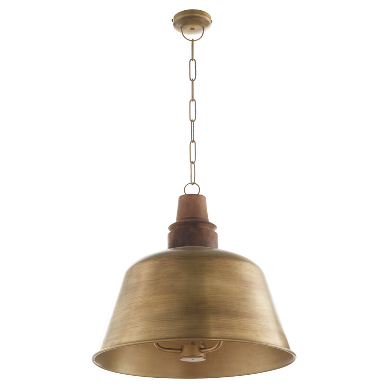 Quorum  Artisan 3 Light with Wood Details - Artisan Brass  84-3-75