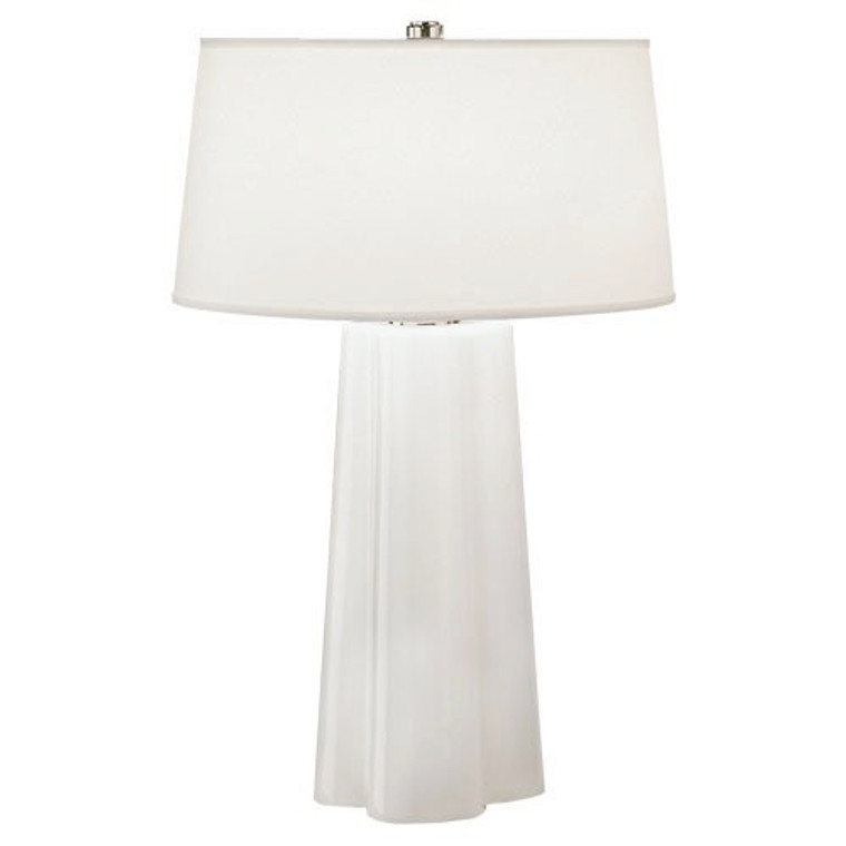 Robert Abbey Wavy Table Lamp in White Cased Glass with Polished Nickel Accents 434