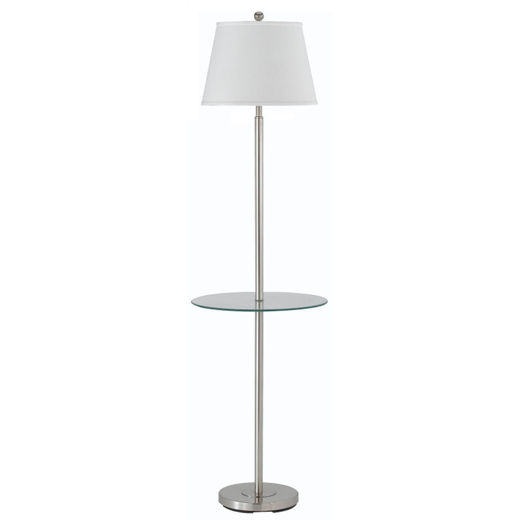 CAL Lighting 150W 3 Way Andros Floor Lamp With Glass Tray Brushed Steel BO-2077GT-BS