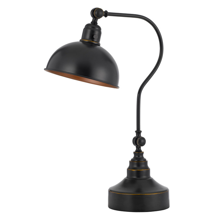 CAL Lighting Industrial adjustable metal downbridge desk lamp with half dome metal shade Dark Bronze BO-3025DK-DB