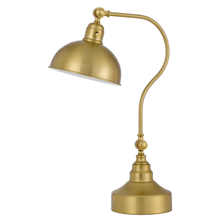 CAL Lighting Industrial adjustable metal downbridge desk lamp with half dome metal shade Antique Brass BO-3025DK-AB