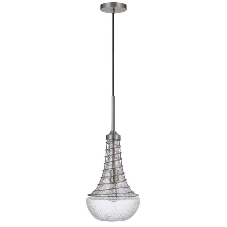 CAL Lighting 60W Baraboo metal/glass mini pendant Brushed Steel/Silver FX-3130-1