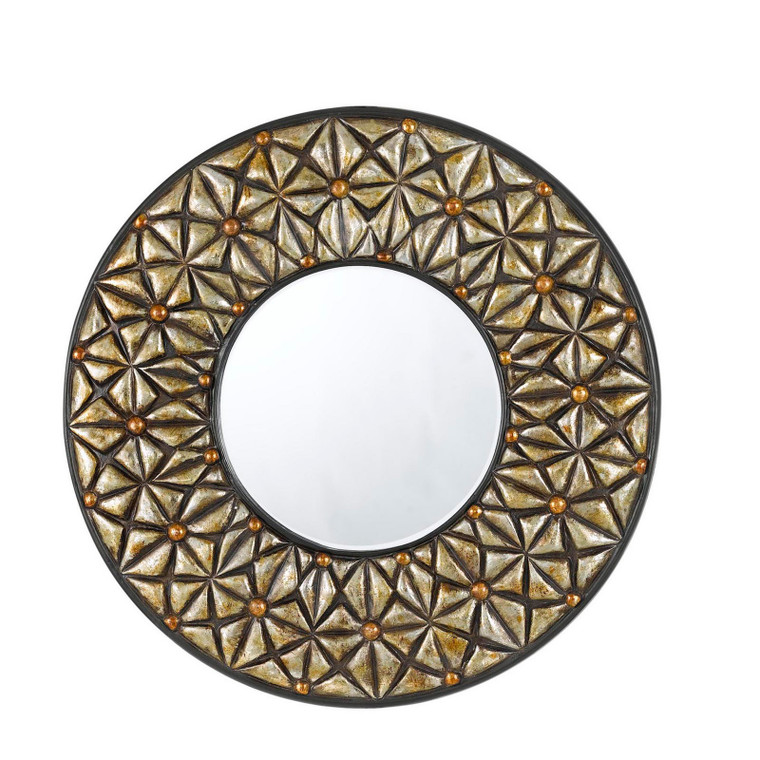 CAL Lighting Slano Round Polyurethane Beveled Mirror Argent WA-2159MIR