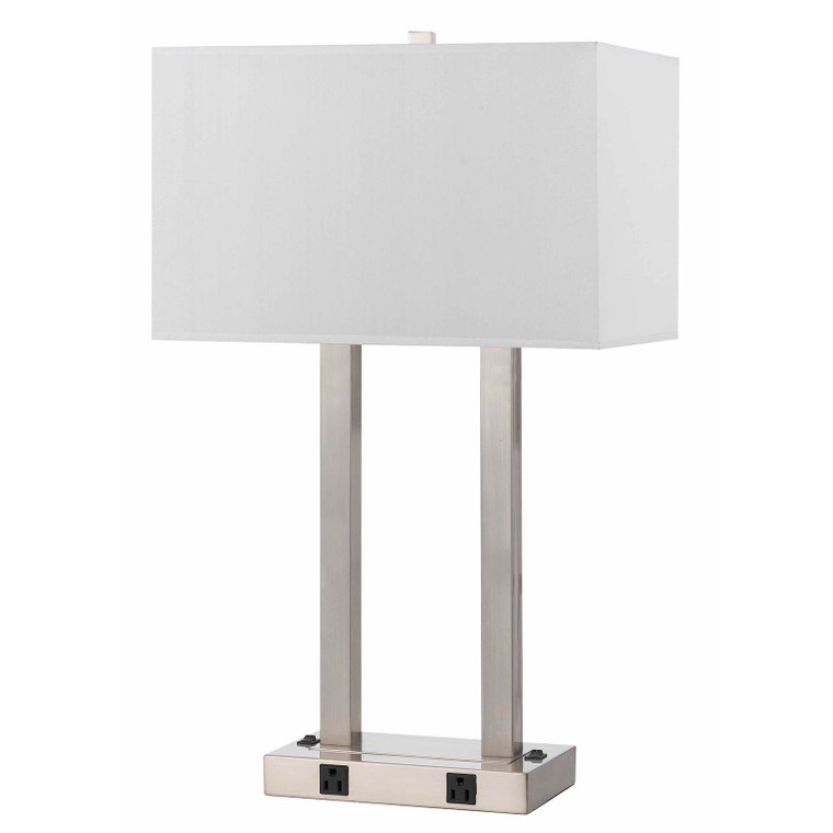 CAL Lighting 60W X 2 Metal Desk Lamp W/Two Outle Brushed Steel LA-8028DK-1-BS