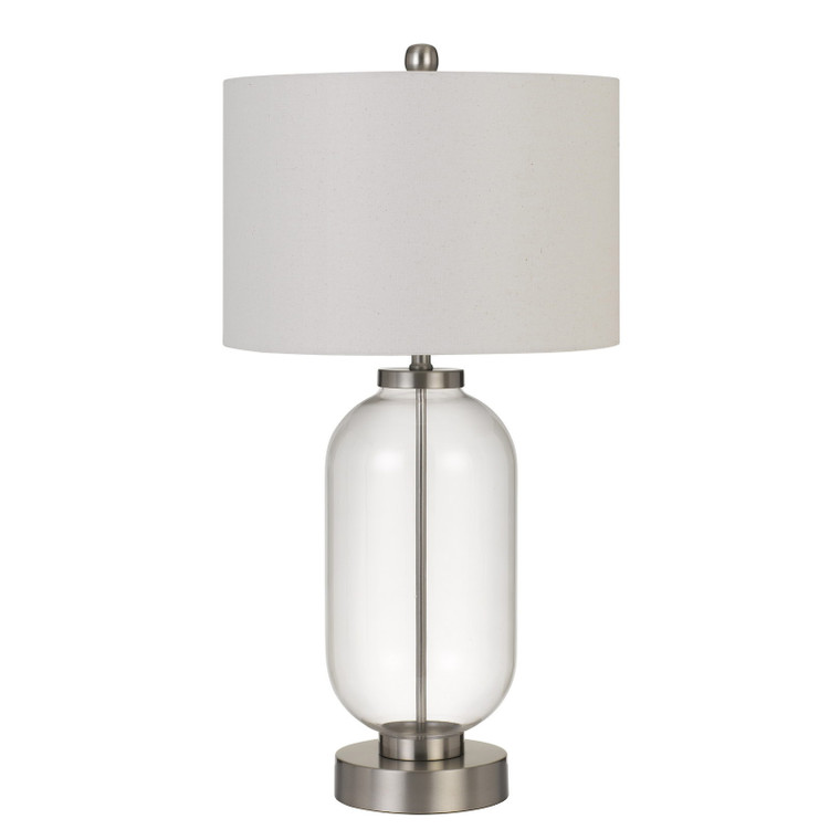 CAL Lighting Sycamore Glass Table Lamp With Drum Shade Brushed Steel/Clear Glass BO-2905TB-BS