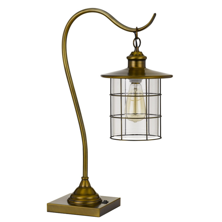 CAL Lighting Silverton Desk Lamp With Glass Shade (Edison Bulb Included) Rubbed Antiqued Brass BO-2668DK-BAB