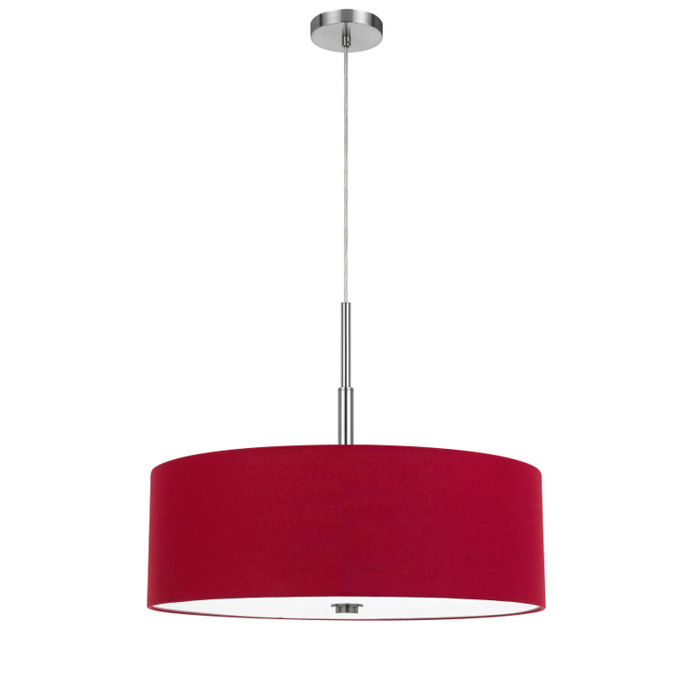 CAL Lighting Lonoke pendant fixture with hardback drum shade Maroon FX-3744-RED