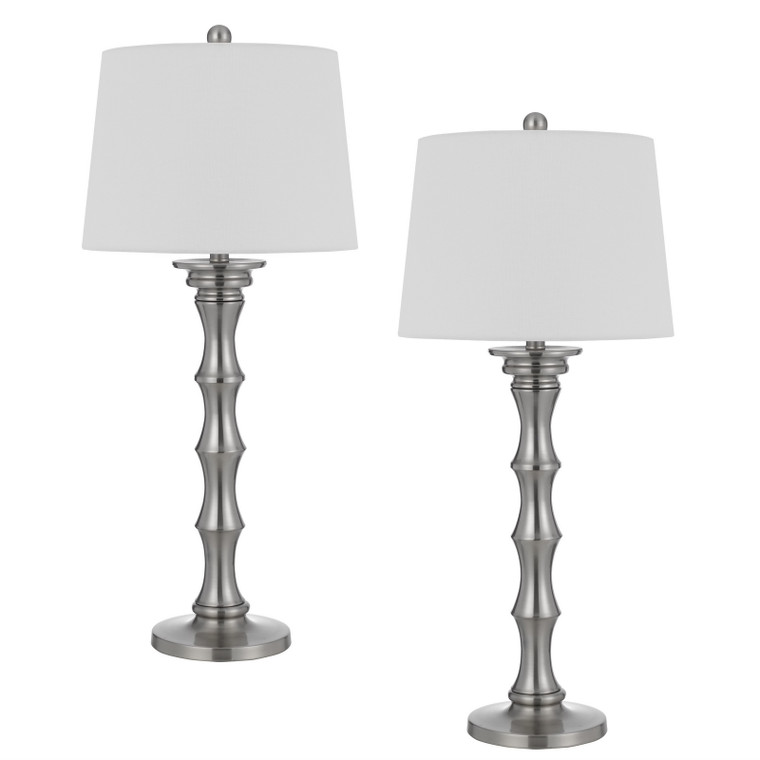 CAL Lighting 150W 3 Way Rockland metal table lamp. Priced and sold as pairs. Brushed Steel BO-3066TB-2-BS
