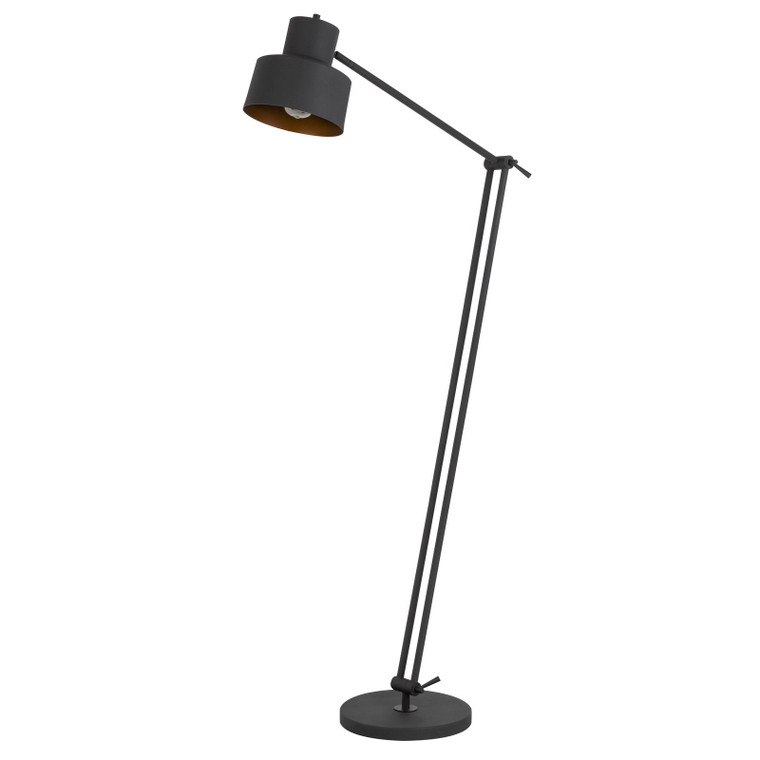 CAL Lighting 60W Davidson metal floor lamp with weighted base, adjustable upper and lower arms. On off socket switch Matte Black BO-2966FL