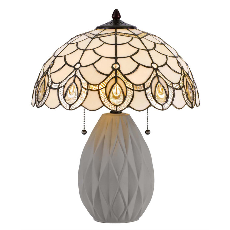 CAL Lighting 60W x 2 Tiffany table lamp with pull chain switch and resin lamp body BO-3001TB