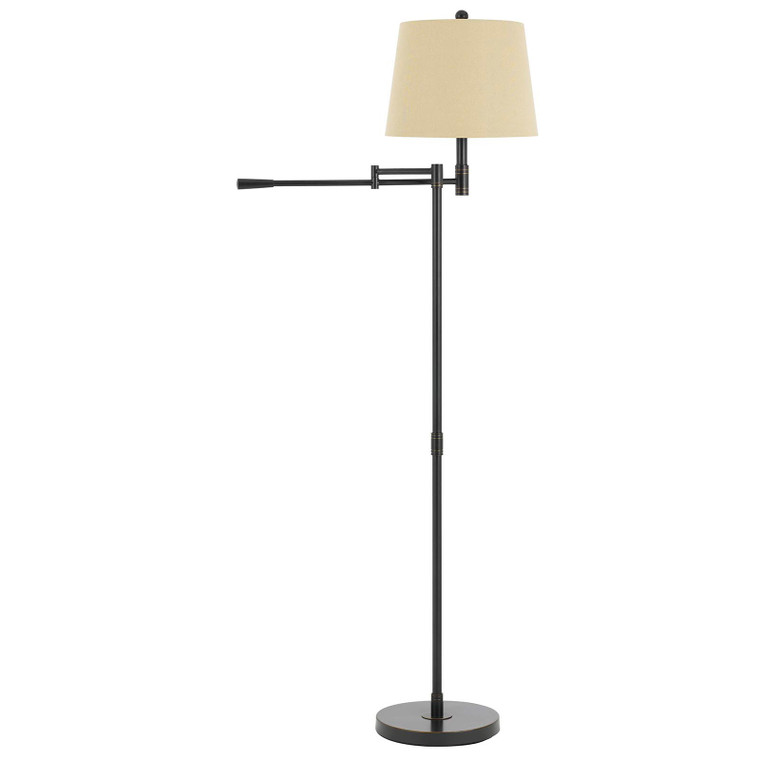 CAL Lighting 100W Monticello Metal Swing Arm Floor Lamp With Burlap Shade Oil Rubbed Bronze BO-2715FL