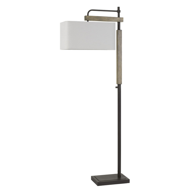 CAL Lighting Alloa Metal/Wood Floor Lamp With Rectangular Linen Shade Brozne/Wood BO-2889FL