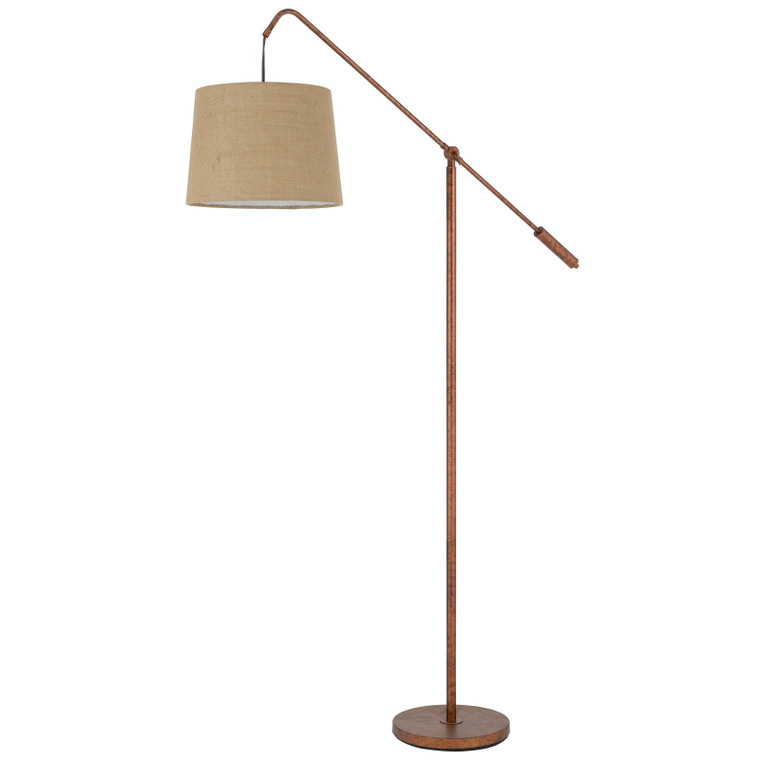 CAL Lighting Fishing Rod adjustable metal floor lamp with burlap shade Rust BO-3026FL-RU