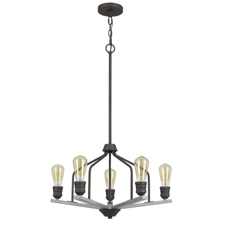 CAL Lighting Corning Metal Chandelier (Edison Bulbs Not Included) Textured Bronze/Drifted Wood FX-3716-5