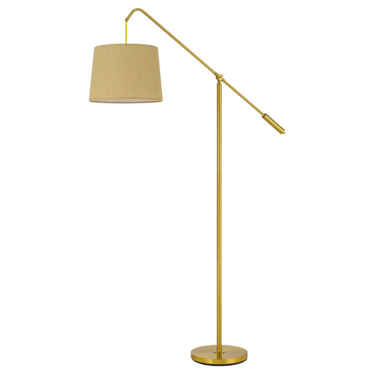 CAL Lighting Fishing Rod adjustable metal floor lamp with burlap shade Antique Brass BO-3026FL-AB
