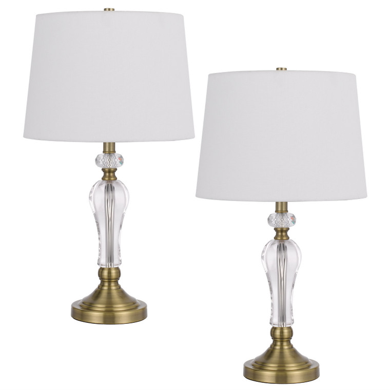 CAL Lighting 100W Eastham crystal table lamp - Sold and priced as a pair. Antique Brass BO-3078TB-2