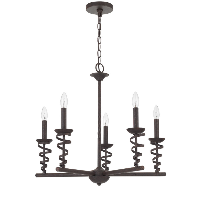 CAL Lighting Forbach metal chandelier (Edison Bulbs are Included) Texture black FX-3746-5