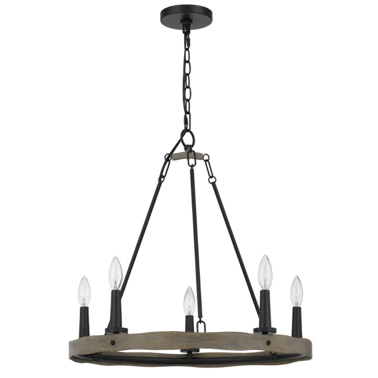 CAL Lighting Maidstone metal chandelier with wood finish Iron/Oak FX-3775-5