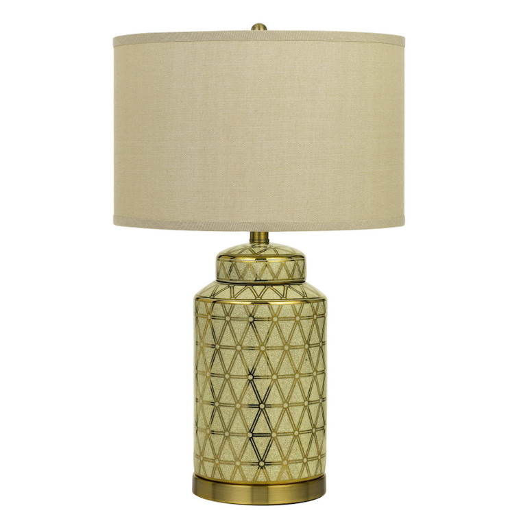 CAL Lighting Barletta Ceramic Table Lamp With Hardback Fabric Shade (Sold And Priced As Pairs) Antique Gold BO-2885TB-2