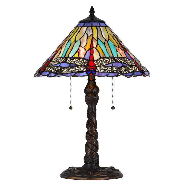 CAL Lighting 60W x 2 metal/resin Tiffany table lamp with pull chain switches Dark Bronze BO-3109TB