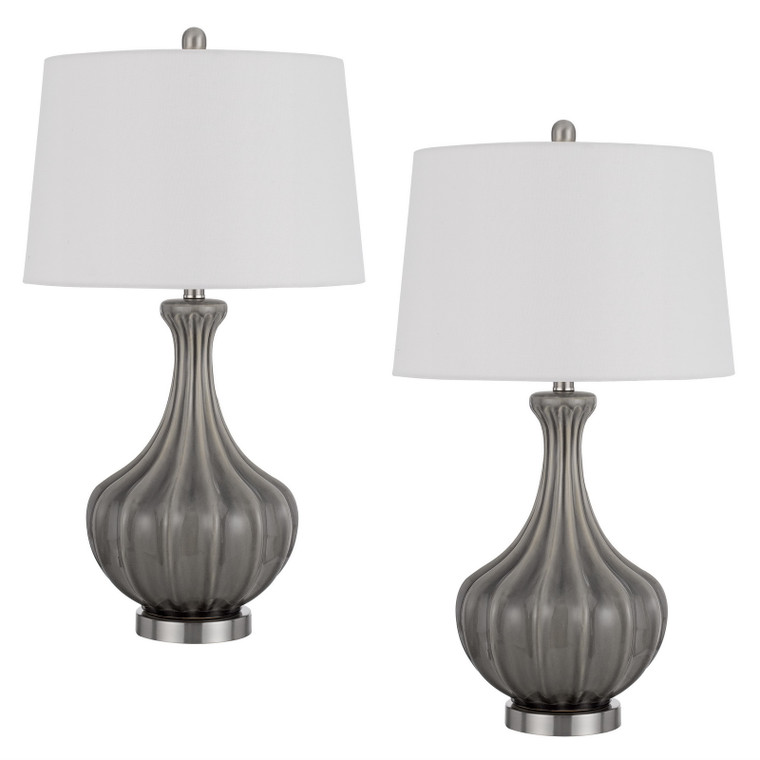 CAL Lighting 150W 3 Way Duxbury ceramic table lamp. Priced and sold as pairs. Slate Grey BO-3068TB-2