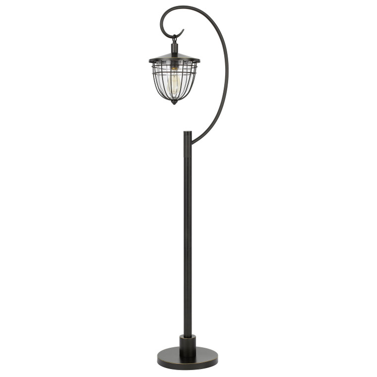 CAL Lighting 60W Alma metal/glass downbridge lantern style floor lamp (Edison Bulb Included) Dark Bronze BO-2993FL