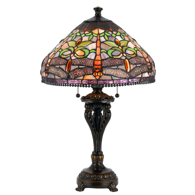 CAL Lighting 60W X 2 Tiffany Table Lamp Antique Bronze BO-2355TB