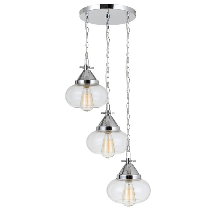 CAL Lighting 60W X 3 Maywood Glass Pendant (Edison Bulbs Not Included) Chrome FX-3624-3P