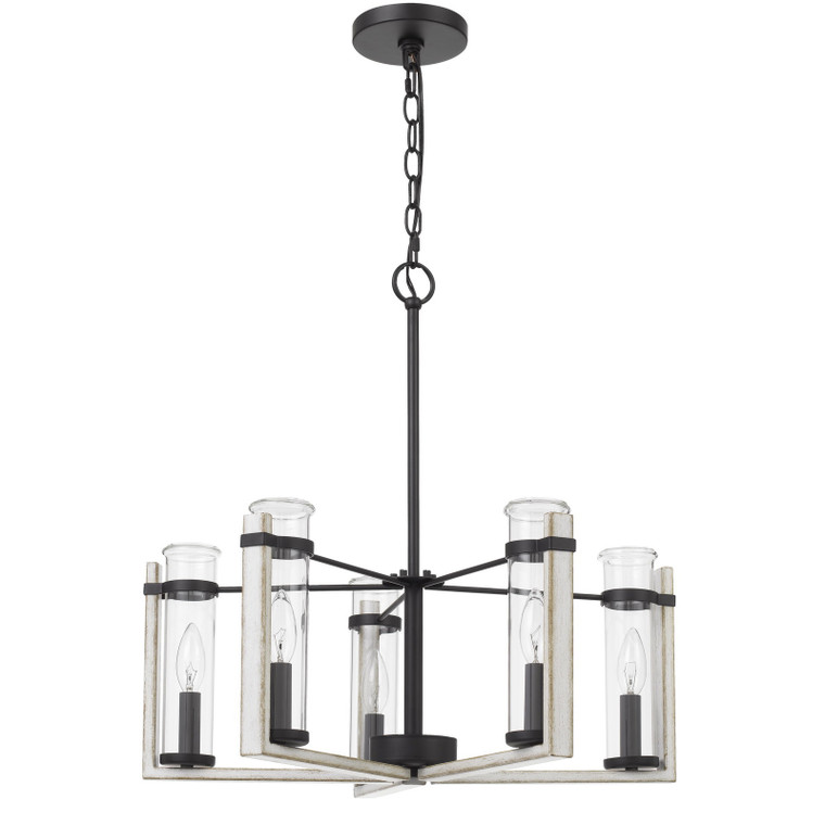 CAL Lighting Olivette metal chandelier with glass shade White Washed FX-3751-5