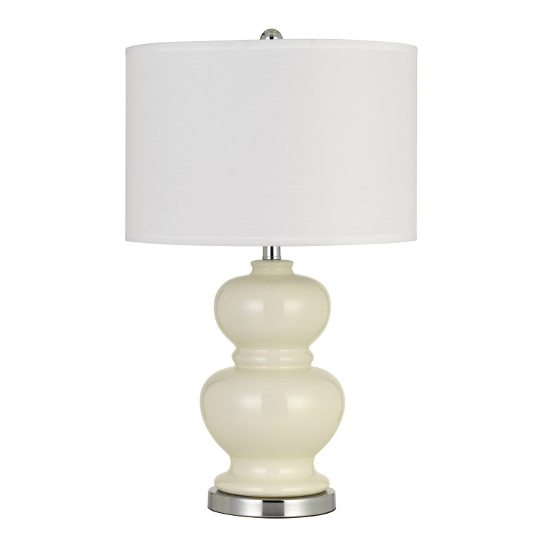 CAL Lighting Bergamo Ceramic Table Lamp With Hardback White Fabric Shade (Sold And Priced As Pairs) Ivory White BO-2884TB-2-WHT