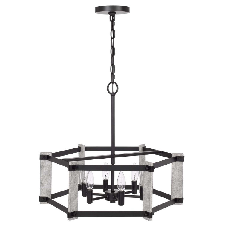 CAL Lighting Rutland hammered metal chandelier Fossil / Black FX-3767-6