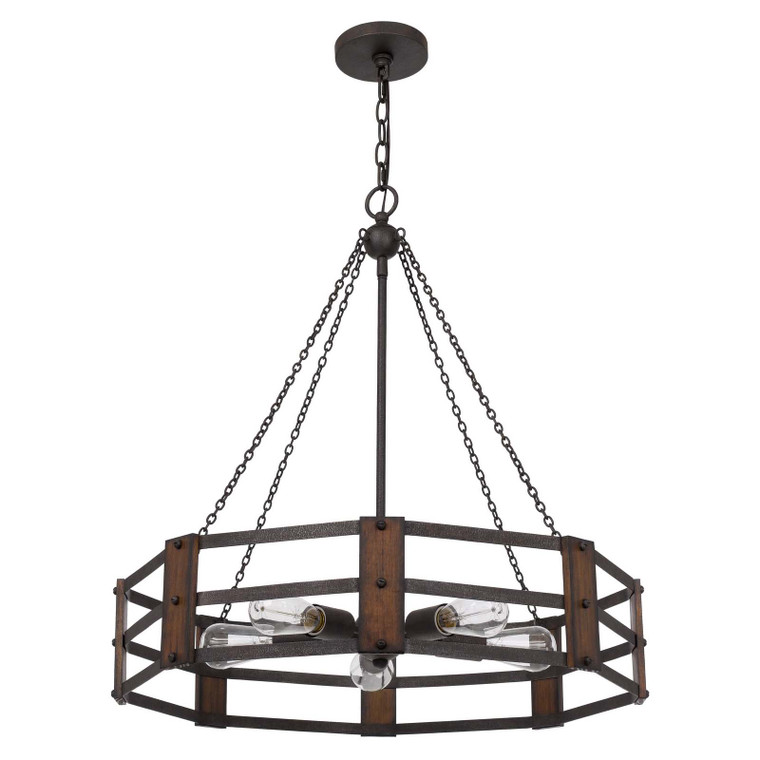 CAL Lighting Provo metal chandelier Oak/Iron FX-3766-5