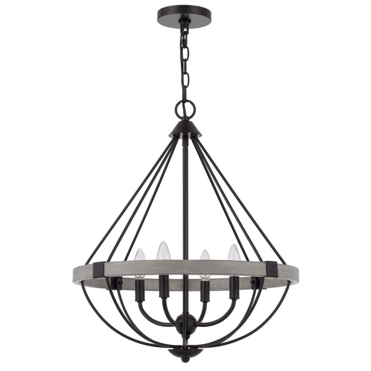 CAL Lighting Somersworth metal chandelier White Washed / Black FX-3770-4