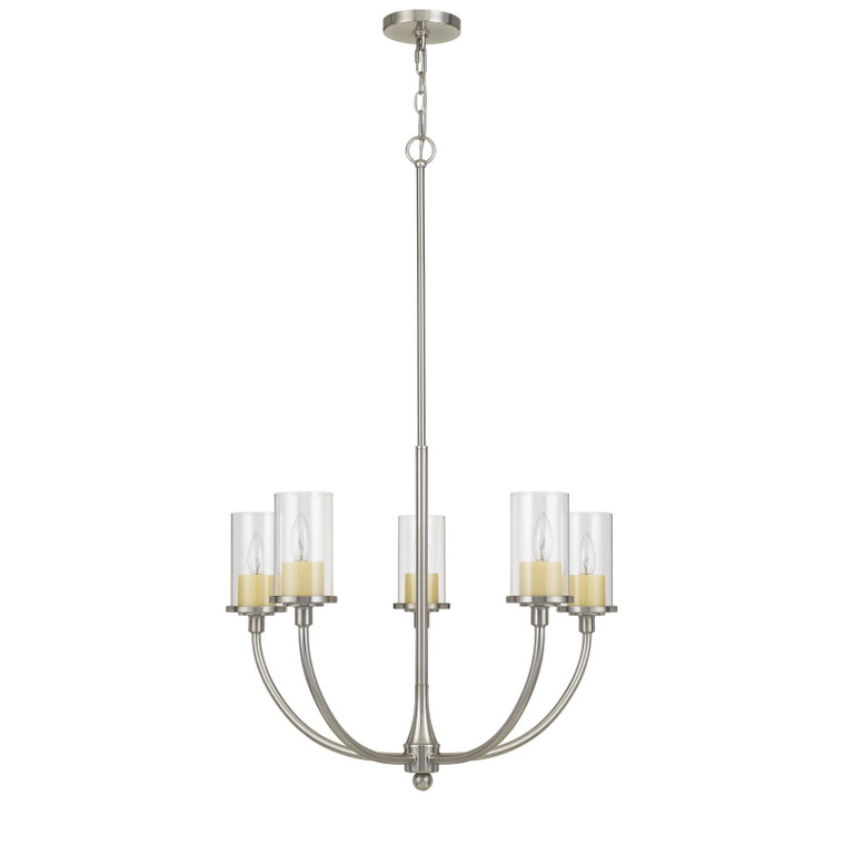 CAL Lighting Jervis Metal Chandelier With Glass Shades Brushed Steel FX-3714-5