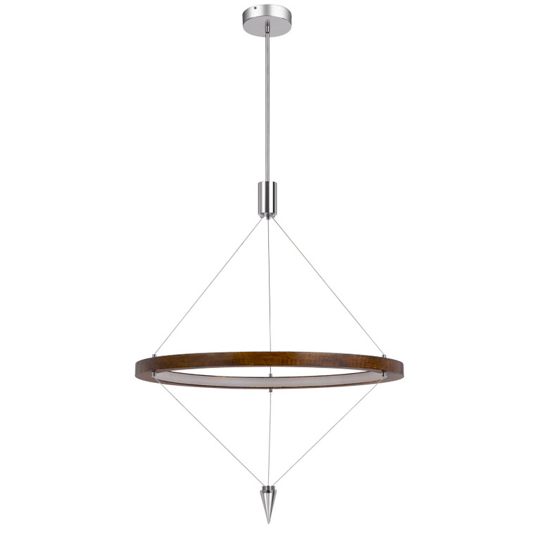 CAL Lighting Viterbo integrated dimmable LED pine wood pendant fixture with suspended steel braided wire. 24W, 1920 lumen, 3000K Pine FX-3752-24