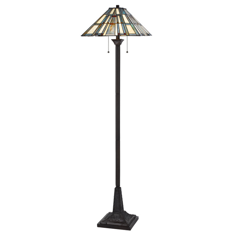 CAL Lighting 60W x 2 metal/resin Tiffany floor lamp with pull chain switches Dark Bronze BO-3100FL