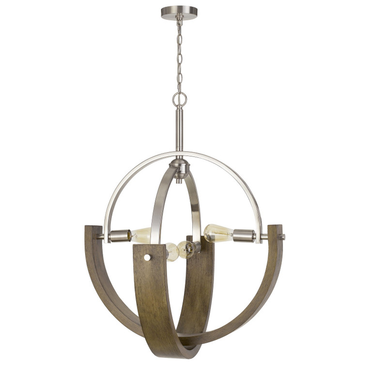 CAL Lighting Rauma Metal/Wood Chandelier (Edison Bulbs Are Not Included)  FX-3741-4