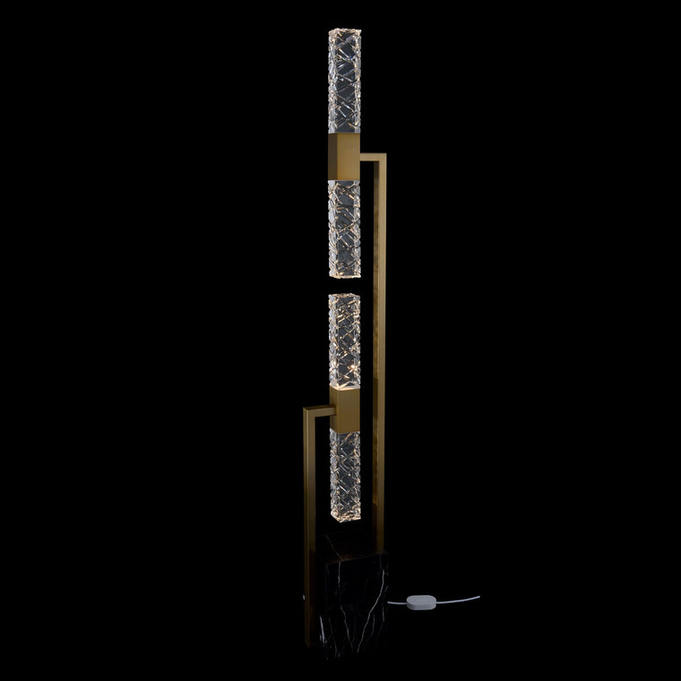 Allegri Crystal Apollo LED Floor Lamp in True Brass 028095-044-FR001
