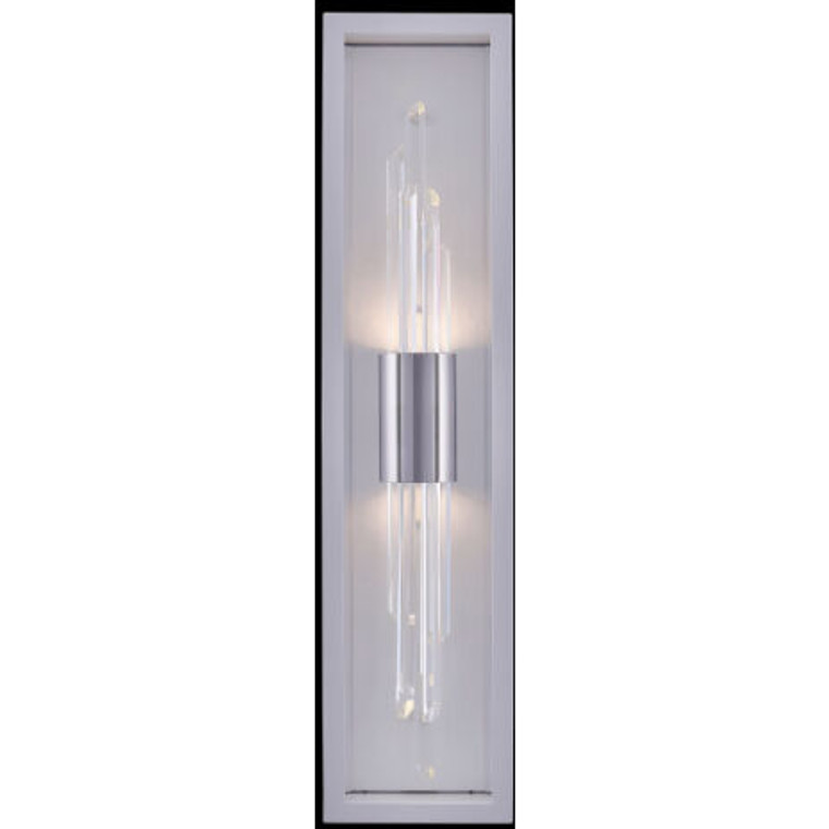 Allegri Crystal Lucca Chrome LED Outdoor Wall Sconce in Polished Chrome & Matte White 090422-010-FR001