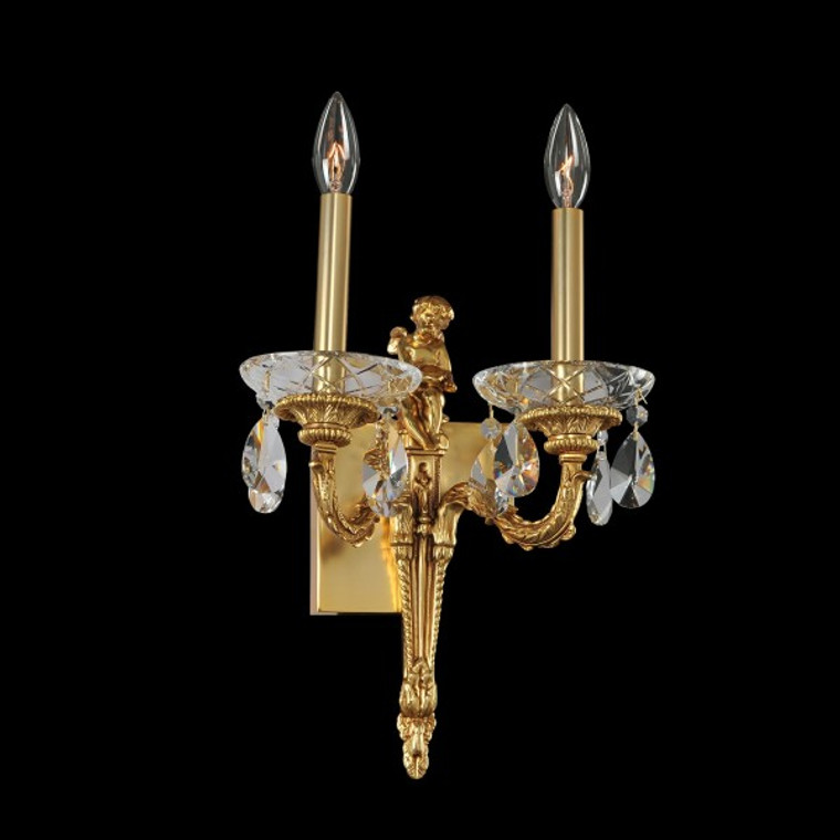 Allegri Crystal Marseille 2 Light Wall Bracket in Antique Brass 020422-003-FR001