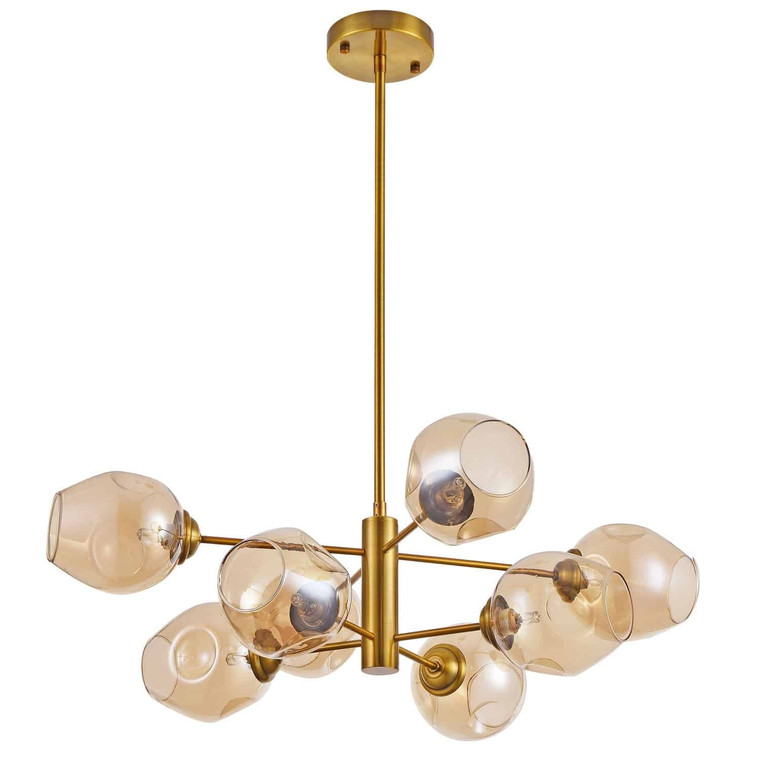 Dainolite 8 Light Round Pendant, Vintage Bronze Finish with Champagne Glass ABI-268P-VB