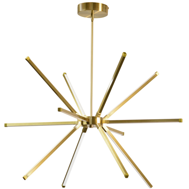 Dainolite 60W LED Chandelier, Aged Brass with White Acrylic Diffuser ARY-3260LEDC-AGB