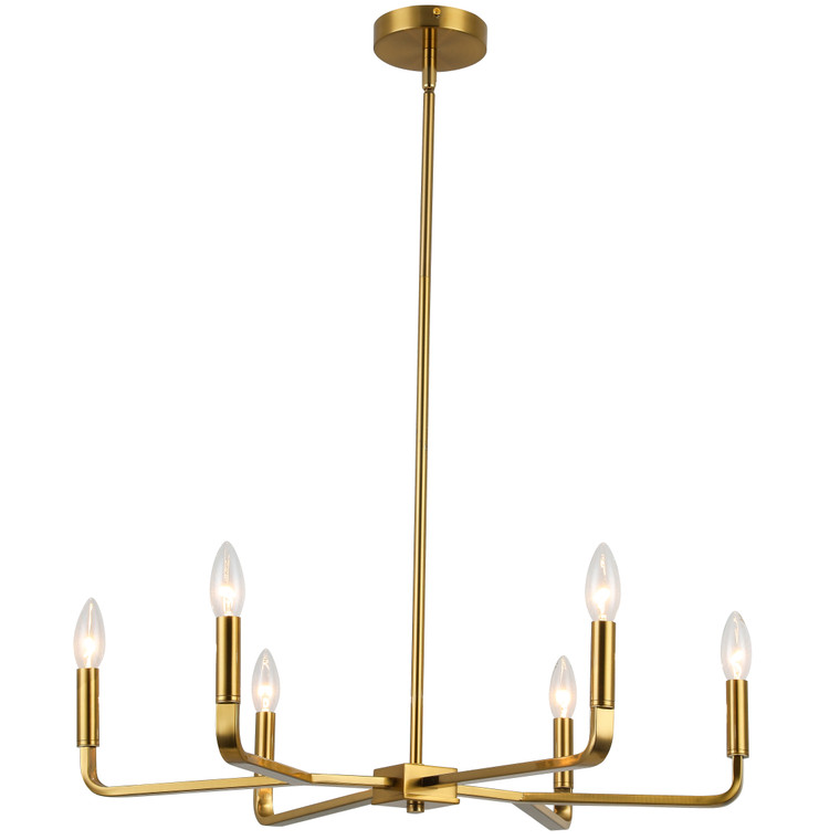 Dainolite 6 Light Incandescent Chandelier, Aged Brass CLT-246-AGB