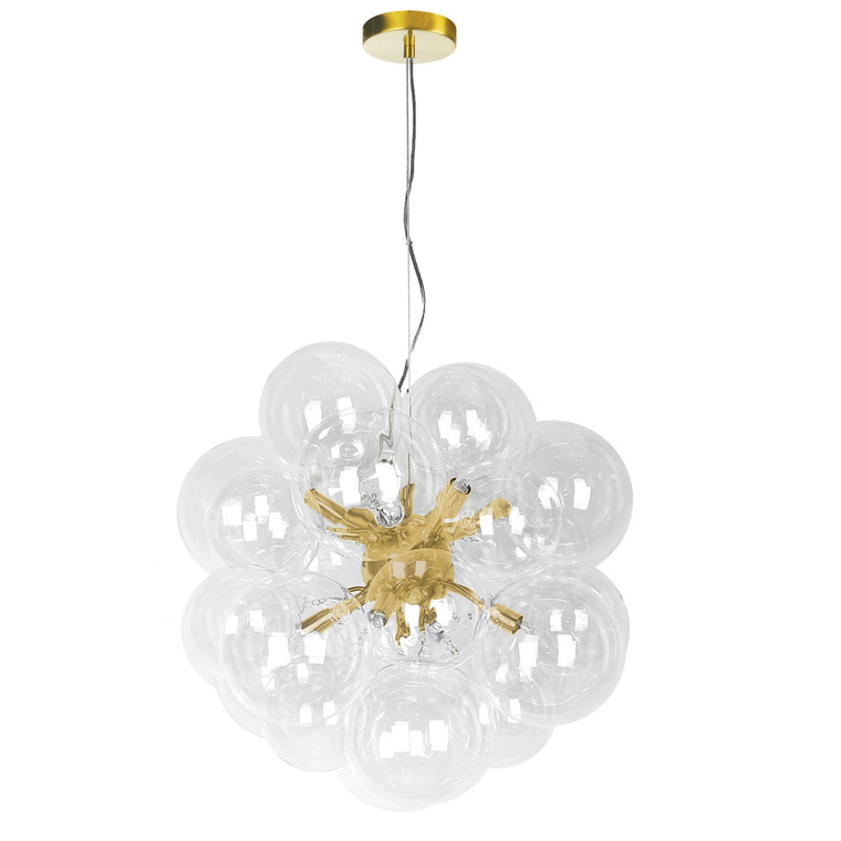 Dainolite 6 Light Halogen Pendant, Aged Brass with Clear Glass CMT-206P-CLR-AGB