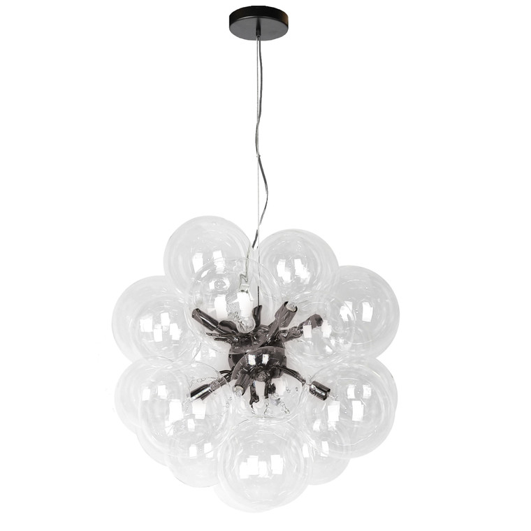 Dainolite 6 Light Halogen Pendant, Matte Black with Clear Glass CMT-206P-CLR-MB